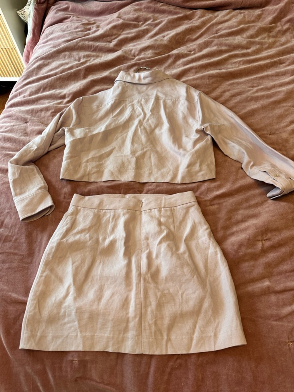 Aritzia Wilfred Cropped Lilac Button-Front Shirt with Matching Skirt set - Picture 8 of 10